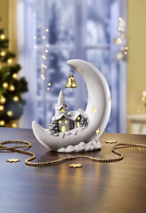 Weihnachtliche Dekorationen - Beleuchteter Mond, in Farbe WEISS
