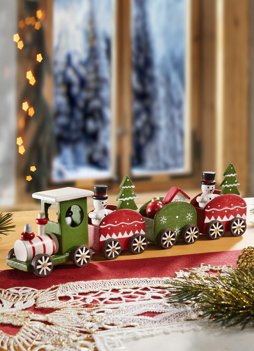 - Bemalte Holzeisenbahn, in Farbe GRÜN-ROT-WEISS Ansicht 2