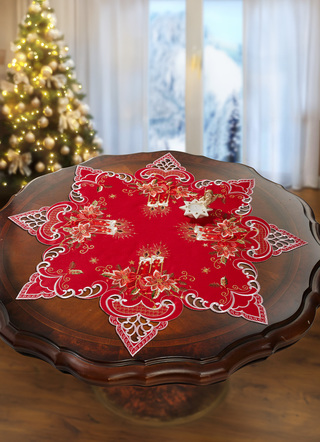 Weihnachten - Festliche Tisch- und Raumdekoration von Schäfer, in Größe 140 (Tischdecke Stern, ø 40 cm) bis 404 (Kissenbezug, 40/40 cm), in Farbe ROT
