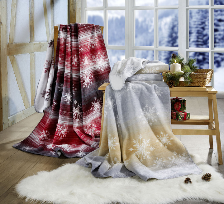 Decken - Superangenehmene Wohndecke mit Schneeflockenmotiv, in Farbe CREME