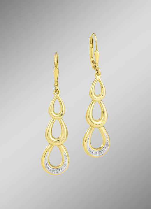 - Ohrringe mit Diamanten, in Farbe  Ansicht 1