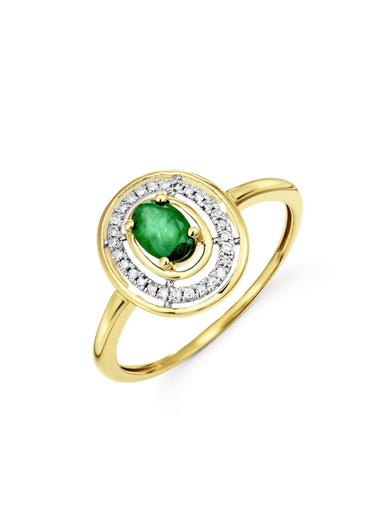 - Damenring mit Smaragd und Diamanten, in Größe 160 bis 220, in Farbe  Ansicht 2