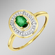 - Damenring mit Smaragd und Diamanten, in Größe 160 bis 220, in Farbe  – Ansicht 1