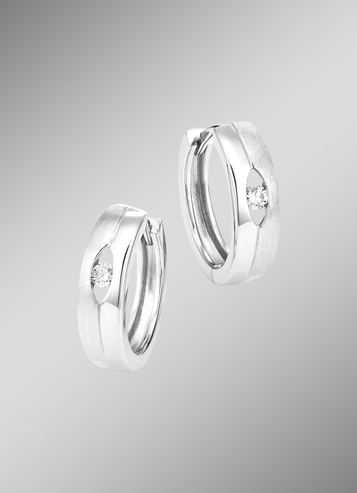 Ohrschmuck - Klappcreolen aus Silber 925/- fein mit synth. Zirkonia, in Farbe  Ansicht 1