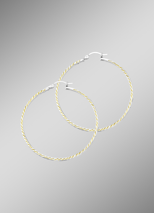 Ohrschmuck - Funkelnde Creolen aus Silber 925/- fein, in Farbe  Ansicht 1