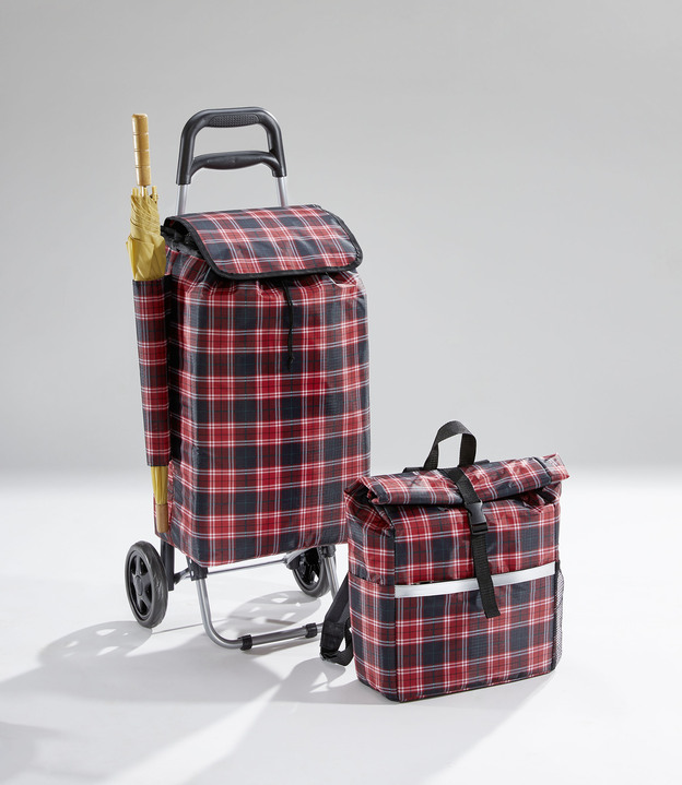 - Einkaufstrolley mit Rucksack, in Farbe ROT-SCHWARZ-ANTIKGRAU Ansicht 2