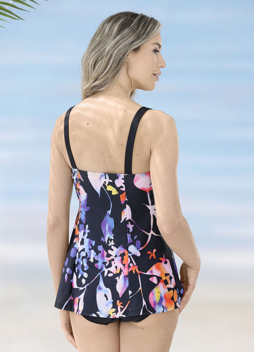 Tankinis - Schwab Tankini in weiter Form mit Softschalen, bis Cup E, in Größe 038 bis 058, in Cup B, in Farbe SCHWARZ-BUNT Ansicht 3