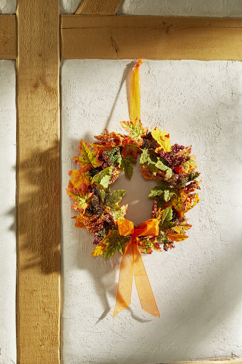 Kunst- & Textilpflanzen - Herbstlicher Wandkranz, in Farbe BUNT