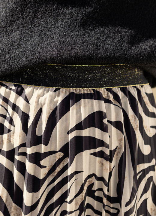 Röcke - Plissee-Rock, in Größe 018 bis 054, in Farbe BEIGE-SCHWARZ-CAMEL Ansicht 3