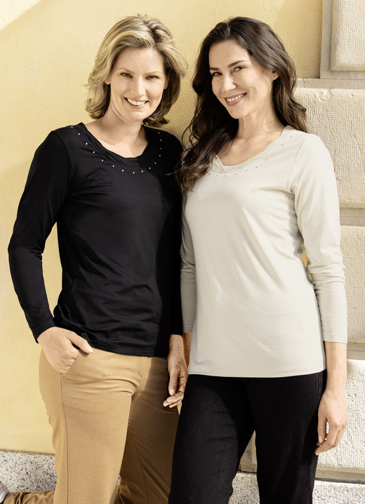 Langarm - Shirt mit charmanter Verarbeitung in 2 Farben Ansicht 4 Langarm - Shirt mit charmanter Verarbeitung in 2 Farben, in Größe 036 bis 052, in Farbe SAND Ansicht 4