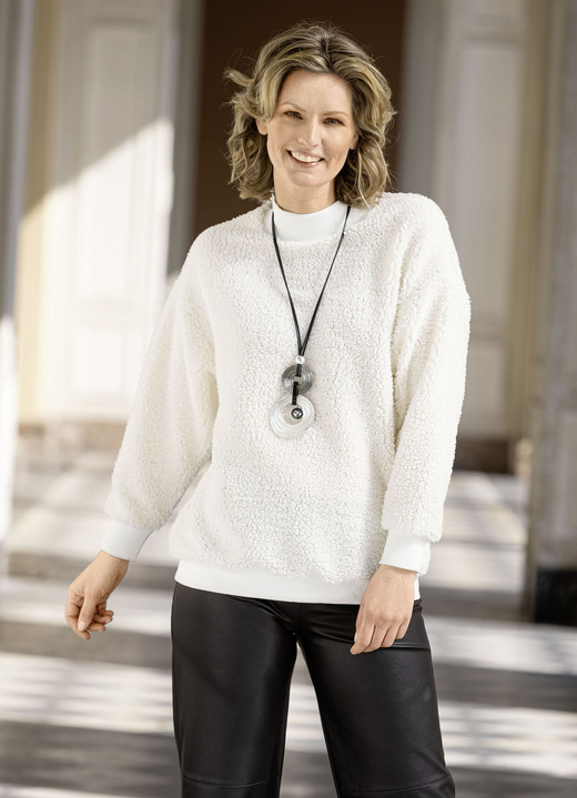 Shirts - Sweatshirt mit Rundhals-Ausschnitt, in Größe 036 bis 052, in Farbe ECRU