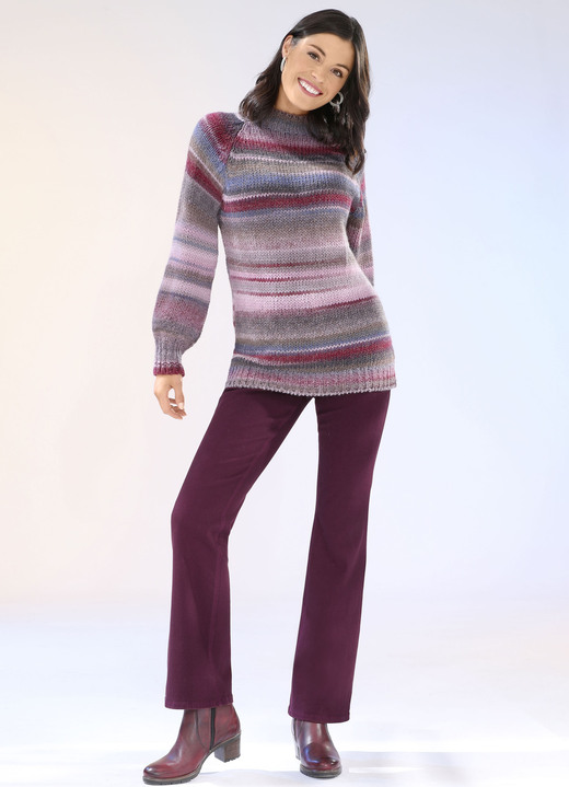 Langarm - Pullover aus hochwertigem Multicolorgarn mit Schurwolle, in Größe L(44/46) bis XS(32/34), in Farbe ROSÉ-MULTICOLOR Ansicht 3