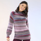 Langarm - Pullover aus hochwertigem Multicolorgarn mit Schurwolle, in Größe L(44/46) bis XS(32/34), in Farbe ROSÉ-MULTICOLOR – Farbe ROSÉ-MULTICOLOR – Ansicht 2