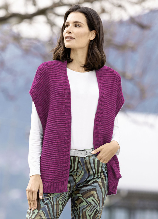 Basics - Strickweste mit Alpaka-Anteil, in Größe L(44/46) bis XL(48/50), in Farbe MAGENTA MELIERT Ansicht 1