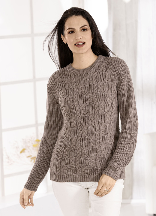 Basics - Pullover in Strickmix Basics - Pullover in Strickmix, in Größe 036 bis 052, in Farbe TAUPE