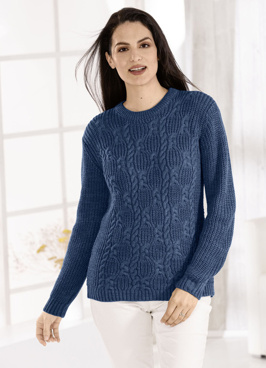 Basics - Pullover in Strickmix, in Größe 036 bis 052, in Farbe NACHTBLAU Ansicht 1