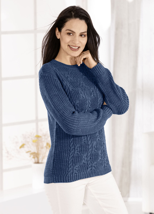 Basics - Pullover in Strickmix, in Größe 036 bis 052, in Farbe NACHTBLAU Ansicht 2