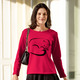 Langarm - Pullover in Garnmix – Farbe ROT-SCHWARZ – Ansicht 1 Langarm - Pullover in Garnmix, in Größe 036 bis 052, in Farbe ROT-SCHWARZ – Farbe ROT-SCHWARZ – Ansicht 1