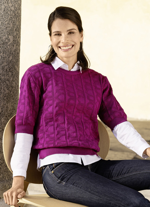 Basics - Pulli in Strickmix, in Größe 036 bis 052, in Farbe FUCHSIA Ansicht 2