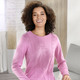 Basics - Pullover mit aufwendiger Strukturblüte, in Größe 038 bis 054, in Farbe ROSÉ