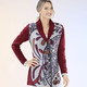 Strickjacken - Strickjacke mit platziertem Jacquard-Dessin – Farbe WEINROT MELIERT-MULTICOLOR – Ansicht 2 Strickjacken - Strickjacke mit platziertem Jacquard-Dessin, in Größe 038 bis 054, in Farbe WEINROT MELIERT-MULTICOLOR – Farbe WEINROT MELIERT-MULTICOLOR – Ansicht 2