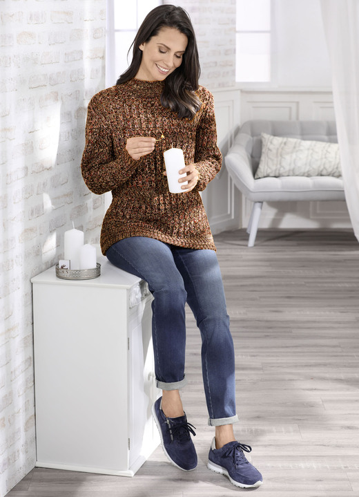 Langarm - Pullover in aufwendiger Melange-Optik, in Größe L(44/46) bis XS(32/34), in Farbe MARINE-MULTICOLOR Ansicht 8