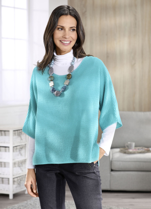 Basics - Pulli in weiter Form, in Größe 038 bis 054, in Farbe TÜRKIS Ansicht 2