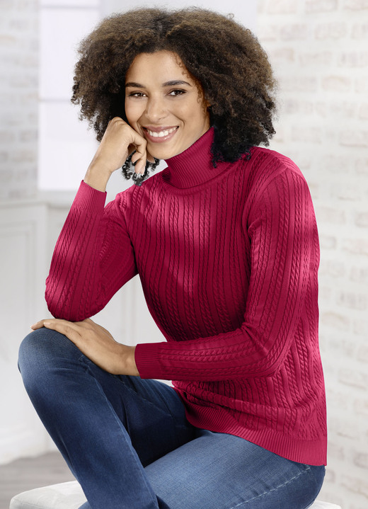 Basics - Pullover mit streckender Struktur, in Größe 036 bis 052, in Farbe HELLBLAU Ansicht 4