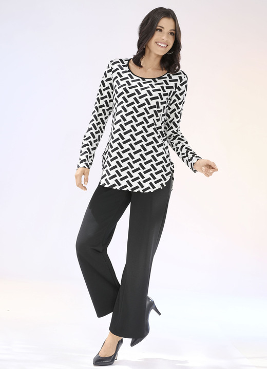 Shirts - Allover gemustertes Shirt, in Größe 034 bis 040, in Farbe ECRU-SCHWARZ Ansicht 2