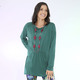 Shirts - Longshirt mit Raffung in 3 Farben – Farbe GRÜN – Ansicht 1 Shirts - Longshirt mit Raffung in 3 Farben, in Größe 034 bis 052, in Farbe FUCHSIA – Farbe GRÜN – Ansicht 1
