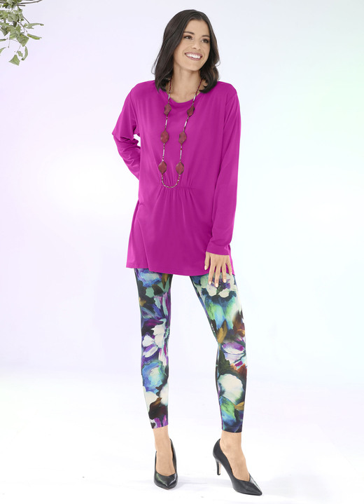 Shirts - Longshirt mit Raffung in 3 Farben Ansicht 2 Shirts - Longshirt mit Raffung in 3 Farben, in Größe 034 bis 052, in Farbe FUCHSIA Ansicht 2