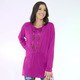 Shirts - Longshirt mit Raffung in 3 Farben – Farbe FUCHSIA – Ansicht 1 Shirts - Longshirt mit Raffung in 3 Farben, in Größe 034 bis 052, in Farbe FUCHSIA – Farbe FUCHSIA – Ansicht 1