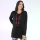 Shirts - Longshirt mit Raffung in 3 Farben – Farbe SCHWARZ – Ansicht 1 Shirts - Longshirt mit Raffung in 3 Farben, in Größe 034 bis 052, in Farbe FUCHSIA – Farbe SCHWARZ – Ansicht 1