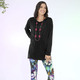 Shirts - Longshirt mit Raffung in 3 Farben – Farbe SCHWARZ – Ansicht 2 Shirts - Longshirt mit Raffung in 3 Farben, in Größe 034 bis 052, in Farbe FUCHSIA – Farbe SCHWARZ – Ansicht 2