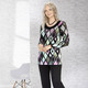 Shirts - Ausdruckvolles Longshirt mit schwarzer Blende – Farbe GRÜN-ROSA – Ansicht 2 Shirts - Ausdruckvolles Longshirt mit schwarzer Blende, in Größe 040 bis 048, in Farbe GRÜN-ROSA – Farbe GRÜN-ROSA – Ansicht 2