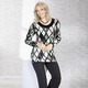Shirts - Ausdruckvolles Longshirt mit schwarzer Blende – Farbe GRÜN-ROSA – Ansicht 4 Shirts - Ausdruckvolles Longshirt mit schwarzer Blende, in Größe 040 bis 048, in Farbe GRÜN-ROSA – Farbe GRÜN-ROSA – Ansicht 4