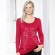 Shirts - Bezauberndes Shirt mit Plättchenzier in 2 Farben – Farbe ROT – Ansicht 2 Shirts - Bezauberndes Shirt mit Plättchenzier in 2 Farben, in Größe 038 bis 052, in Farbe HIMMELBLAU – Farbe ROT – Ansicht 2