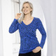 Langarm - Allover gemustertes Shirt in 2 Farben – Farbe ROYALBLAU-SCHWARZ – Ansicht 2 Langarm - Allover gemustertes Shirt in 2 Farben, in Größe 036 bis 054, in Farbe SALBEI-BRAUN-ECRU – Farbe ROYALBLAU-SCHWARZ – Ansicht 2