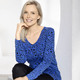 Langarm - Allover gemustertes Shirt in 2 Farben – Farbe ROYALBLAU-SCHWARZ – Ansicht 1 Langarm - Allover gemustertes Shirt in 2 Farben, in Größe 036 bis 054, in Farbe SALBEI-BRAUN-ECRU – Farbe ROYALBLAU-SCHWARZ – Ansicht 1