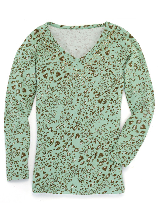 Langarm - Allover gemustertes Shirt in 2 Farben, in Größe 036 bis 054, in Farbe ROYALBLAU-SCHWARZ Ansicht 3