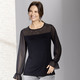 Shirts - Exzellentes Shirt mit Chiffon-Verarbeitung, in Größe 038 bis 046, in Farbe SCHWARZ – Farbe SCHWARZ – Ansicht 3