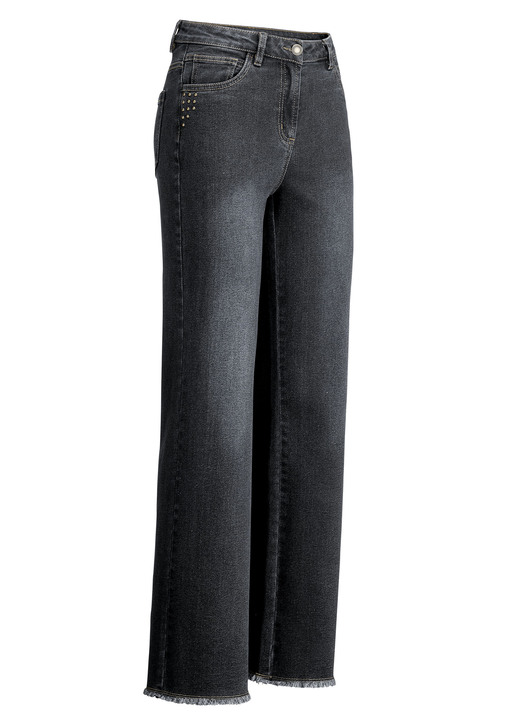 Jeans - Jeans mit angesagtem Fransensaum, in Größe 017 bis 050, in Farbe SCHWARZ Ansicht 1