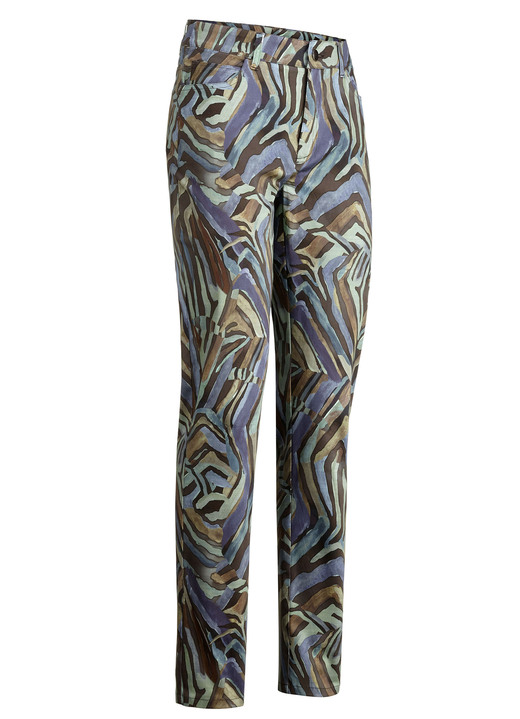 Hosen - Hose mit rückwärtigen Dehnbundeinsätzen Ansicht 5 Hosen - Hose mit rückwärtigen Dehnbundeinsätzen, in Größe 018 bis 052, in Farbe JEANSBLAU-SCHOKO-AUBERGINE Ansicht 5