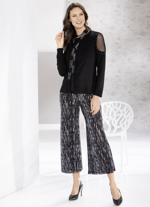 Tuniken - Shirt-Tunika mit Netz-Einsatz Ansicht 2 Tuniken - Shirt-Tunika mit Netz-Einsatz, in Größe 036 bis 052, in Farbe SCHWARZ Ansicht 2