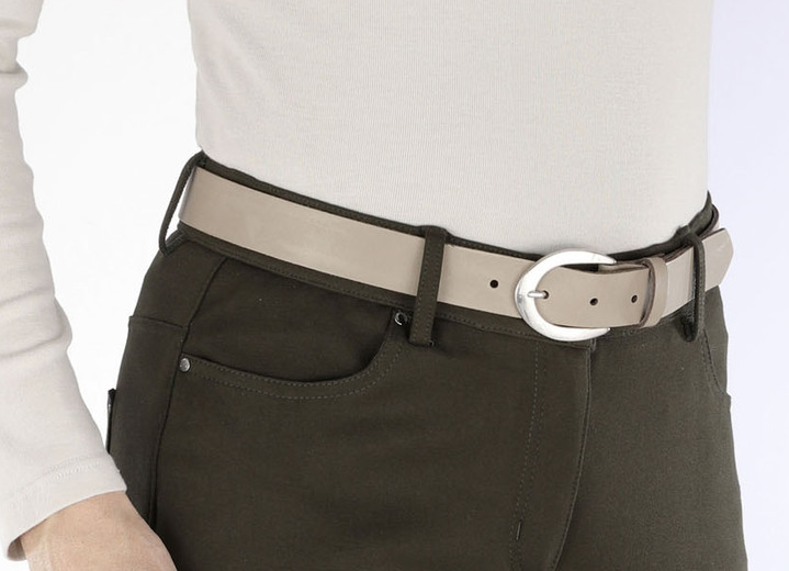 Gürtel - Eleganter Damen-Gürtel, aus Leder, 3 cm breit, in Größe 100 bis 120, in Farbe TAUPE Ansicht 2