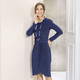 Langarm - Kleid mit hübscher Faltenlegung – Farbe MARINE Langarm - Kleid mit hübscher Faltenlegung, in Größe 036 bis 052, in Farbe LILA