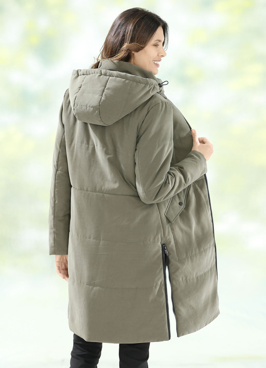 Wintermäntel - Kurzmantel mit Peach-Touch-Effekt, in Größe 036 bis 054, in Farbe KHAKI Ansicht 2