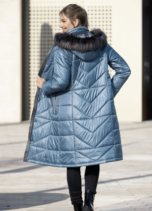 - Mantel mit abnehmbarer Kapuze, in Größe 036 bis 054, in Farbe RAUCHBLAU Ansicht 3