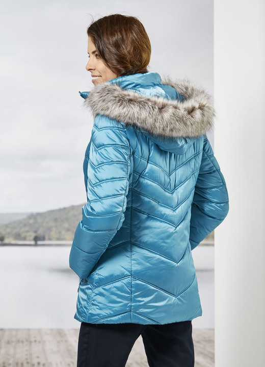 Winterjacken - Jacke mit abnehmbarem Kunstpelz-Besatz, in Größe 036 bis 052, in Farbe AQUAMARIN Ansicht 4