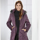 Winterjacken - Longjacke mit gefälteltem Stehkragen – Farbe AUBERGINE – Ansicht 2 Winterjacken - Longjacke mit gefälteltem Stehkragen, in Größe 019 bis 054, in Farbe AUBERGINE – Farbe AUBERGINE – Ansicht 2